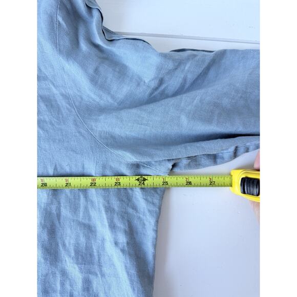 Poetry 100% Linen Gray Blue Blouse Lagenlook Contemporary Size 14 Romantic Boho - Picture 4 of 8